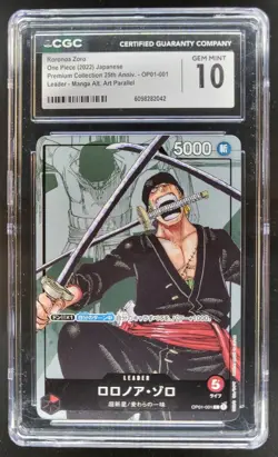 2022 ONE PIECE CCG JAPANESE RORONOA ZORO MANGA ALT. ART OP01-001 CGC 10 C PT - Image 1