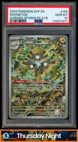2024 POKEMON SV BLACK STAR PROMO SVP EN #159 MAGNETON POKEMON CENTER ETB PSA 10 - Image 1
