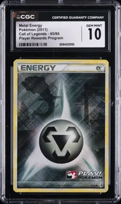 2011 POKEMON CALL OF LEGENDS PLAYER REWARDS METAL ENERGY CGC 10 GEM MINT - Image 1