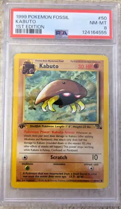 👑Kabuto Fossil First 1st Edition Pokemon TCG PSA 8 50/60 NM MT - King Kabuto 👑 - Image 1