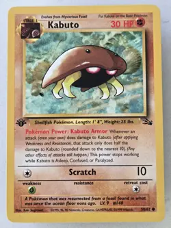 Kabuto 50/62 Fossil Regular First Edition LP Clean Tcg Vintage Pokemon - Image 1
