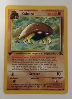 1999 Pokemon TCG Fossil First Edition Non Holo Kabuto 50/62 Card Near Mint - Image 1
