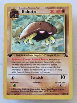 Kabuto 50/62 Fossil Regular First Edition LP Clean Tcg Vintage Pokemon - Image 1