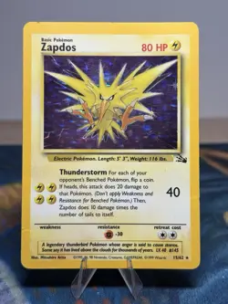 Zapdos 15/62 Fossil Holo Rare Vintage Wotc Card Pokemon MP - Image 1