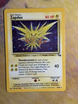Zapdos 15/62 Fossil Holo Rare Vintage Wotc Card Pokemon MP - Image 2