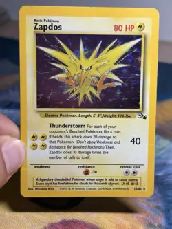 Zapdos 15/62 Fossil Holo Rare Vintage Wotc Card Pokemon MP - Image 3