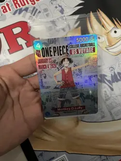 One Piece Monkey.D.Luffy College Basketball US Voyage Promo Card Sealed - Image 1