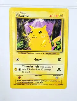 Pikachu 58/102 *NM* Yellow Cheeks Vintage Pokemon Card - Base Set WOTC 1999 - Image 1