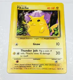Pikachu 58/102 *NM* Yellow Cheeks Vintage Pokemon Card - Base Set WOTC 1999 - Image 2