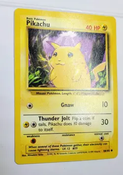 Pikachu 58/102 *NM* Yellow Cheeks Vintage Pokemon Card - Base Set WOTC 1999 - Image 3