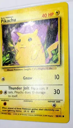 Pikachu 58/102 *NM* Yellow Cheeks Vintage Pokemon Card - Base Set WOTC 1999 - Image 4
