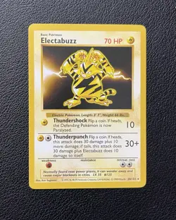 1999 SHADOWLESS ELECTABUZZ NM+ POKEMON TCG WOTC CARD BASE #20/102 - Image 2