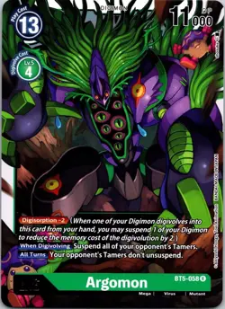 Argomon BT5-058 Green Rare Mega (Lv6) Digimon CCG Card NM Pack Fresh - Image 1