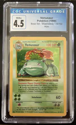 CGC 4.5 Venusaur 15/102 Shadowless Holo Base Set Pokemon Card - Image 1