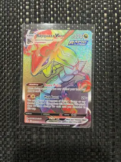 Pokemon TCG Rayquaza VMAX Holo Rainbow Secret Rare Card Evolving Skies 217/203 - Image 1