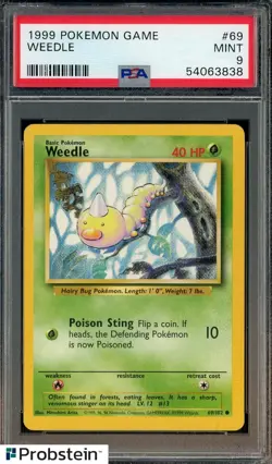 1999 Pokemon Game #69 Weedle PSA 9 MINT - Image 1