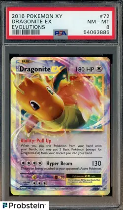 2016 Pokemon XY Evolutions #72 Dragonite Ex PSA 8 NM-MT - Image 1