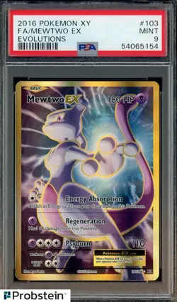2016 Pokemon XY Evolutions #103 FA Mewtwo Ex PSA 9 MINT - Image 1