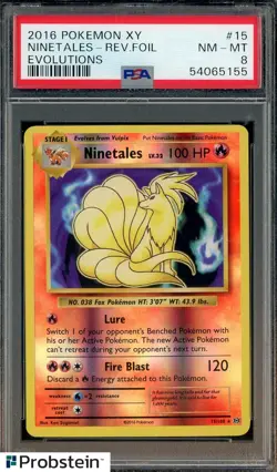 2016 Pokemon XY Evolutions #15 Ninetales Reverse Foil PSA 8 NM-MT - Image 1