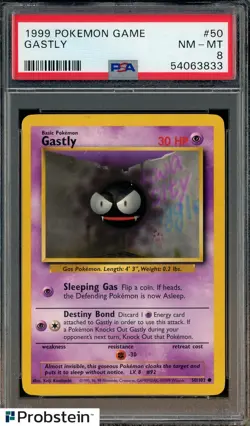 1999 Pokemon Game #50 Gastly PSA 8 NM-MT - Image 1