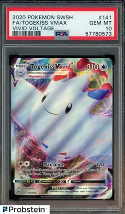 2020 Pokemon SWSH Vivid Voltage #141 FA Togekiss VMax PSA 10 GEM MINT - Image 1