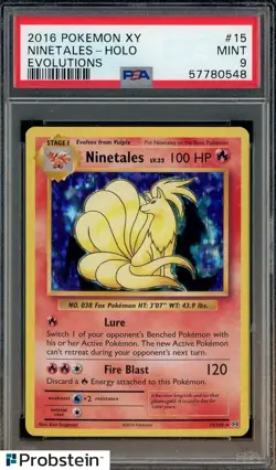 2016 Pokemon XY Evolutions #15 Ninetales - Holo PSA 9 MINT - Image 1