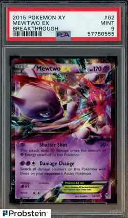 2015 Pokemon XY Breakthrough #62 Mewtwo Ex PSA 9 MINT - Image 1