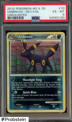 2010 Pokemon HG & SS Undaunted #10 Umbreon Reverse Foil PSA 6 EX-MT - Image 1