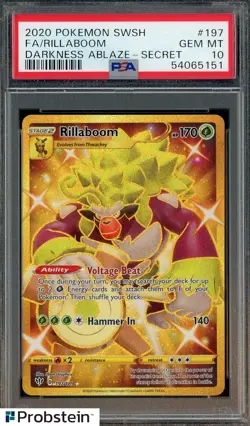 2020 Pokemon SWSH Darkness Ablaze Secret #197 FA Rillaboom PSA 10 GEM MINT - Image 1