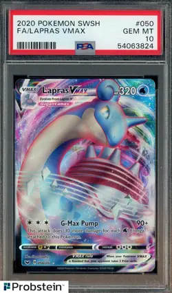 2020 Pokemon SWSH #050 FA Lapras VMax PSA 10 GEM MINT - Image 1