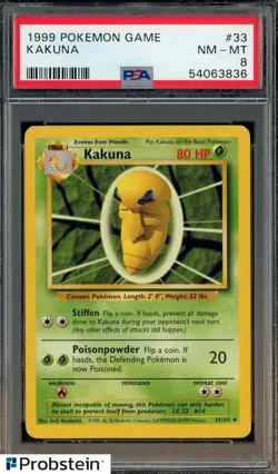 1999 Pokemon Game #33 Kakuna PSA 8 MINT - Image 1