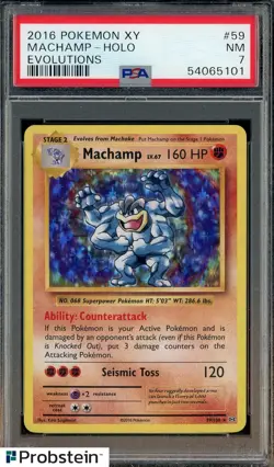 2016 Pokemon XY Evolutions #59 Machamp Holo PSA 7 NM - Image 1