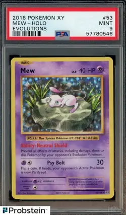 2016 Pokemon XY Evolutions #53 Mew - Holo PSA 9 MINT - Image 1