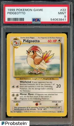 1999 Pokemon Game #22 Pidgeotto PSA 9 MINT - Image 1