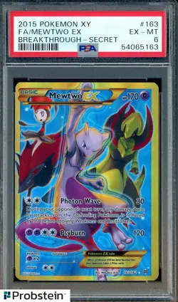 2015 Pokemon XY Breakthrough Secret #163 FA Mewtwo Ex PSA 6 EX-MT - Image 1