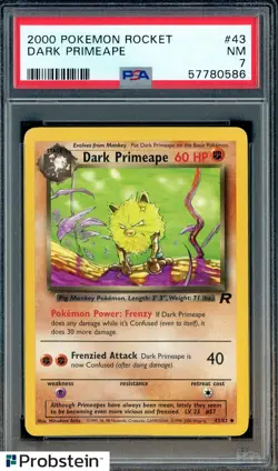 2000 Pokemon Rocket #43 Dark Primeape PSA 7 NM - Image 1