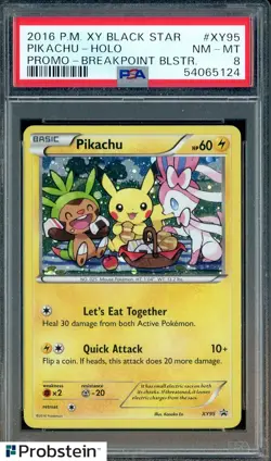 2016 Pokemon XY Black Star Promo Breakpoint Blaster #XY95 Pikachu Holo PSA 8 - Image 1