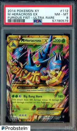 2014 Pokemon XY Furious Fist Ultra Rare #112 M Heracross Ex PSA 8 NM-MT - Image 1