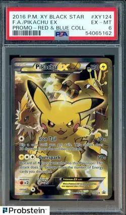 2016 Pokemon XY Black Star Promo Red & Blue Coll. #XY124 FA Pikachu Ex PSA 6 - Image 1
