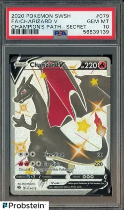 #2 2020 Pokemon SWSH Champion's Path Secret #079 FA Charizard V PSA 10 GEM MINT - Image 1