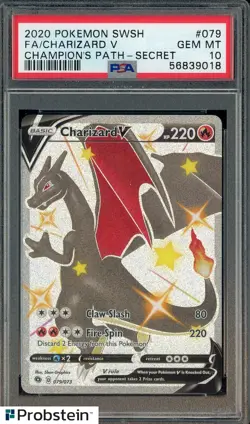 #1 2020 Pokemon SWSH Champion's Path Secret #079 FA Charizard V PSA 10 GEM MINT - Image 1