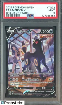 2022 Pokemon TCG SWSH Brilliant Stars #TG22 Umbreon V FA PSA 9 MINT - Image 1