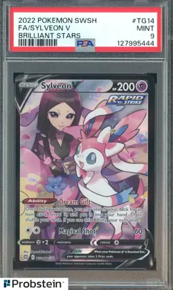 2022 Pokemon SWSH Brilliant Stars #TG14 FA Sylveon V PSA 9 MINT - Image 1