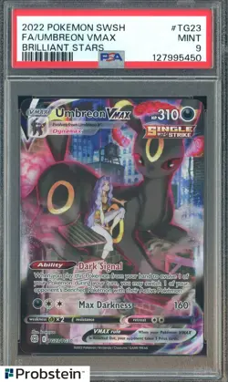 2022 Pokemon SWSH Brilliant Stars #TG23 FA Umbreon VMax PSA 9 MINT - Image 1