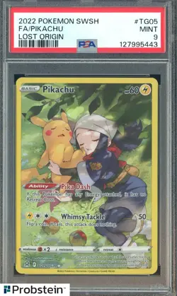2022 Pokemon SWSH Lost Origin #TG05 FA Pikachu PSA 9 MINT - Image 1