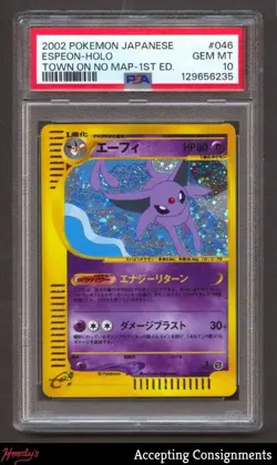 2002 Pokemon-e The Town on No Map 1st Edition Japanese #046 Espeon HOLO R PSA 10 - Image 1