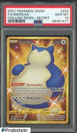 2021 Pokemon SWSH Chilling Reign Secret #224 FA Snorlax PSA 10 GEM MINT - Image 1