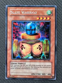 Yugioh Slate Warrior Unlimited Edition Secret Rare WC4-003 LP - Image 1