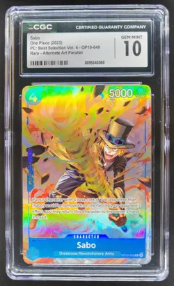 2025 ONE PIECE CCG SABO RARE ALT ART OP10-049 CGC 10 C PT - Image 1