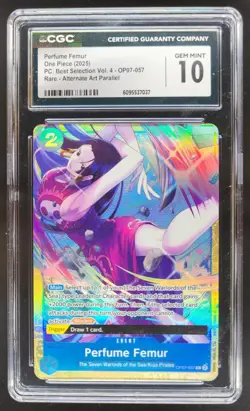 2025 ONE PIECE CCG PERFUME FEMUR RARE ALT ART OP07-057 CGC 10 E PT - Image 1